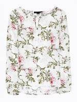 FLORAL PRINT VISCOSE BLOUSE WITH FRONT LACING