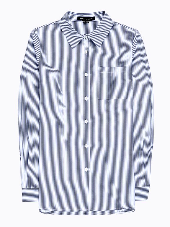 STRIPED COTTON SHIRT WITH EMBROIDERY