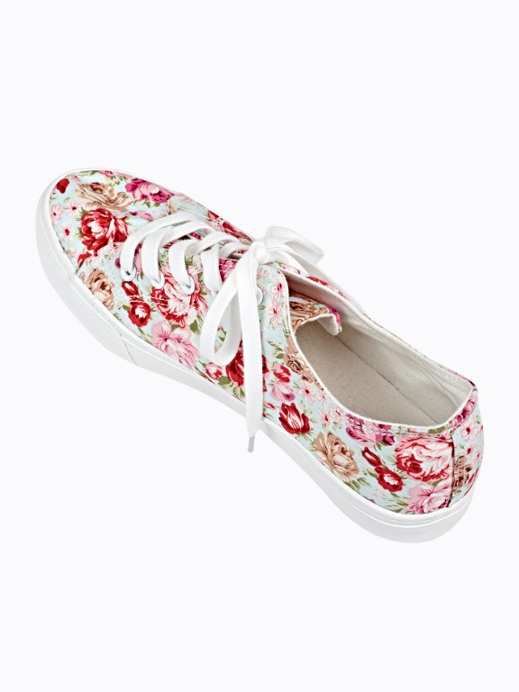 FLORAL PRINT LACE-UP SNEAKERS