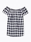 Plaid top with front buttons