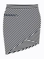 Striped mini skirt with asymmetric hem