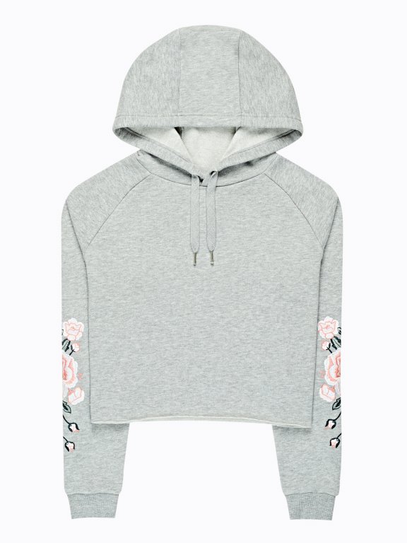 Crop hoodie with floral print