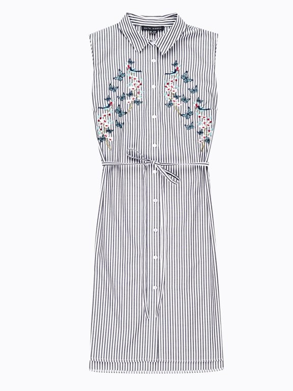 Striped shirt dress with embroidery