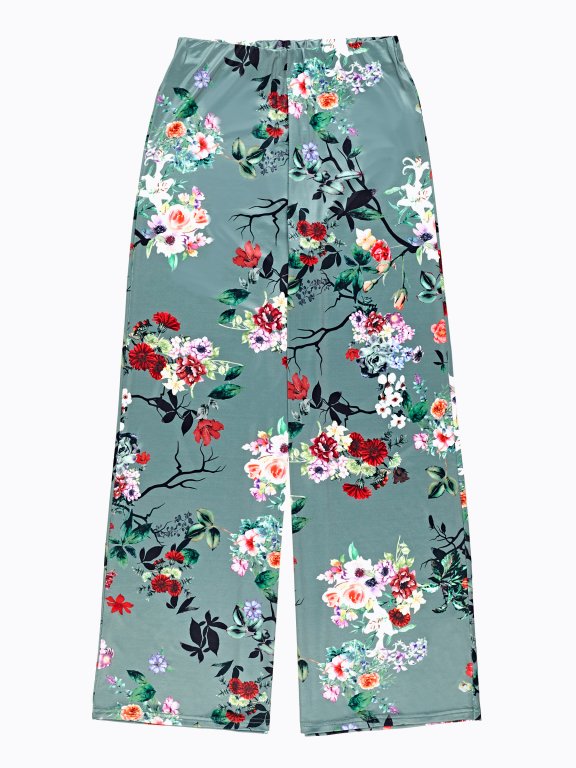 Široké kalhoty s květinovým potiskem