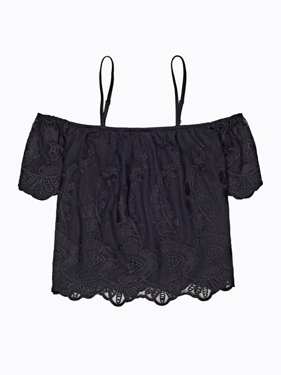 Strappy embroidered top