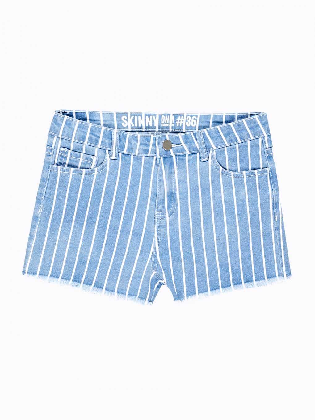 Striped denim shorts