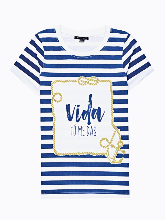 Striped t-shirt with message print