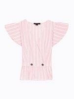 Striped peplum top with buttons
