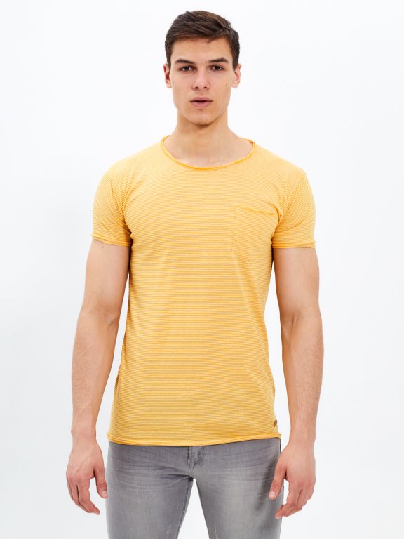 Striped t-shirt with raw edges