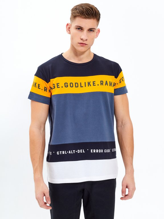 Paneled t-shirt with message print