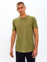 Waffle-knit longline t-shirt
