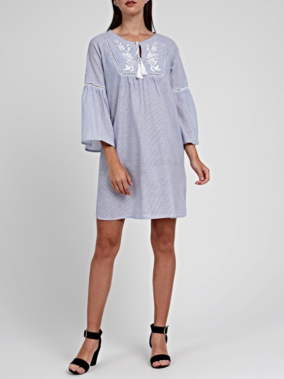 SHIRT DRESS WITH EMBROIDERY