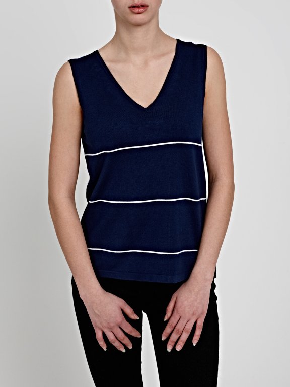 KNITTED STRIPED VEST WITH BACK LACING