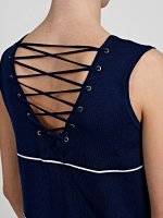 KNITTED STRIPED VEST WITH BACK LACING