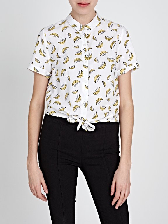KNOT FRONT SHIRT WITH PRINT