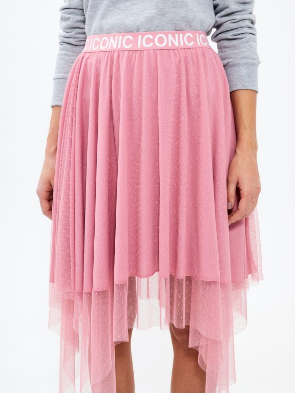Combined skirt with printed waistband