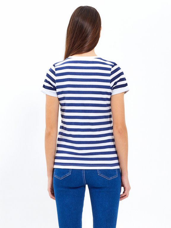 Striped t-shirt with message print