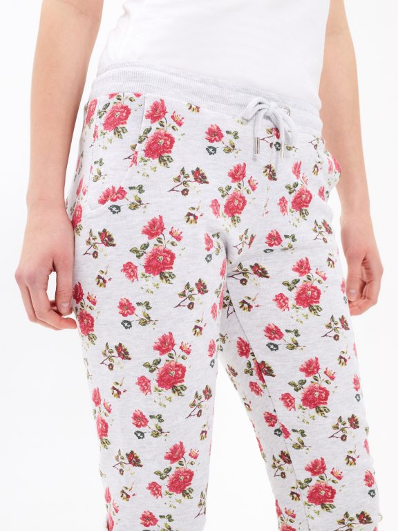 3/4-leg floral print sweatpants