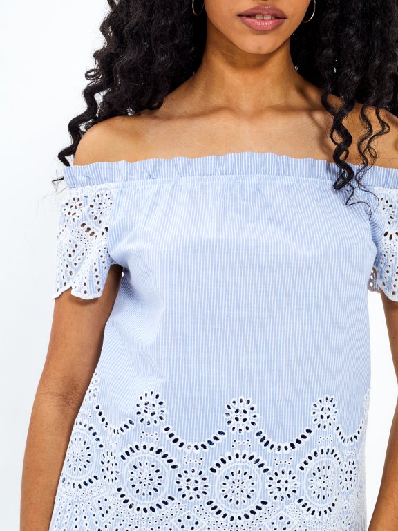 Off-the-shoulder embroidered top