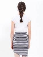 Striped mini skirt with asymmetric hem
