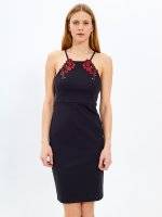 Halter neck dress with embroidery