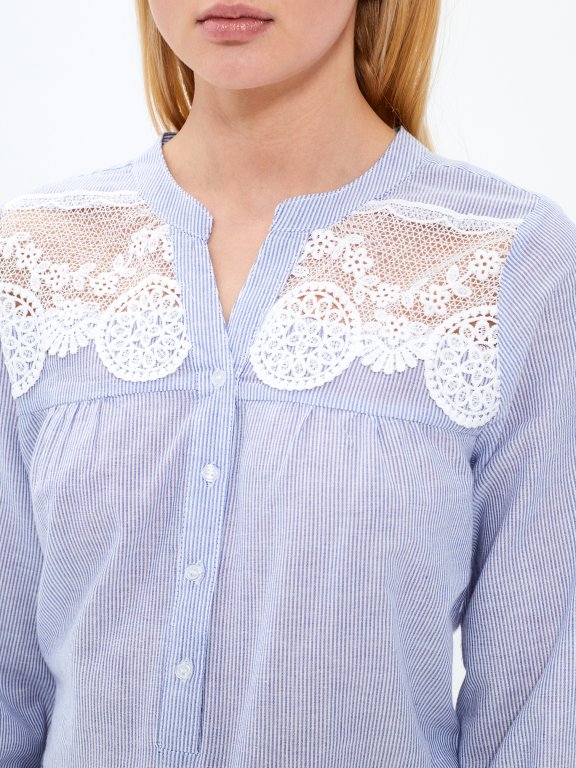 Striped blouse with lace detail