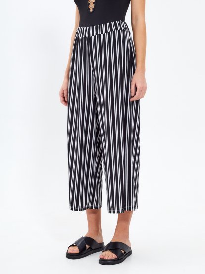 Striped wide leg trousers