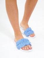 Flat slides with gingham strap