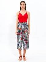 Striped culottes with flower print