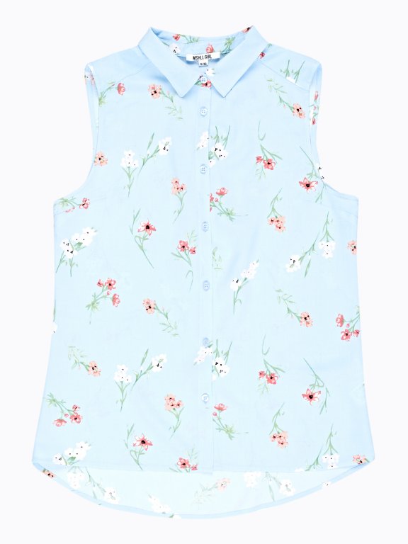 Floral print sleeveless shirt