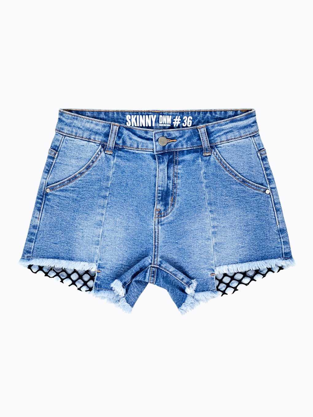 Denim shorts with fishnet
