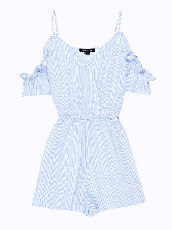 Striped short jumpsuit with ruffles