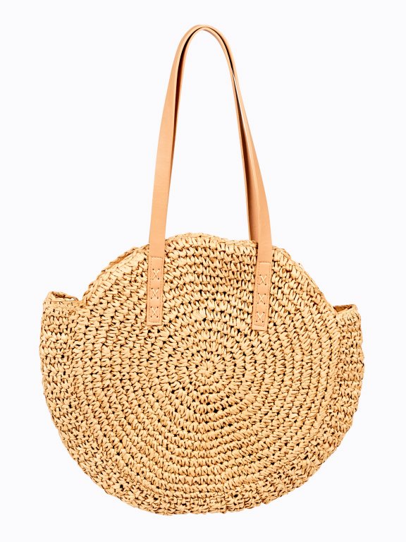 Round paper straw handbag