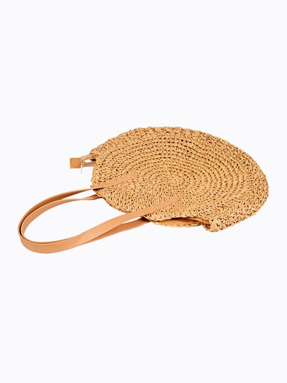Round paper straw handbag