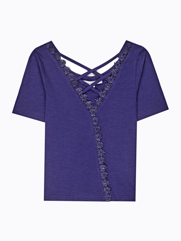 Lace-up wrap top with crochet detail