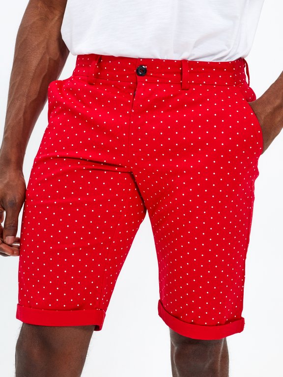 Polka dot print stretch shorts