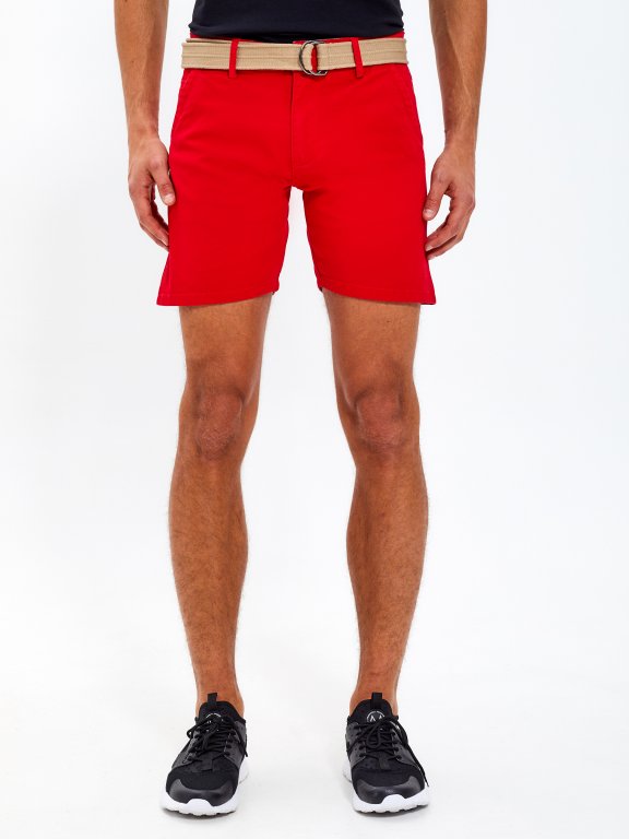 Stretch shorts with belt