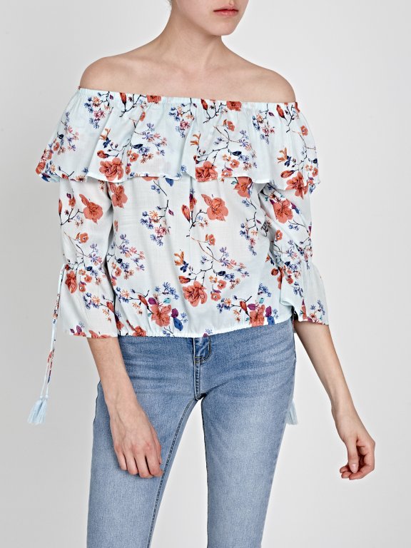 RUFFLE TOP WITH FLORAL PRINT
