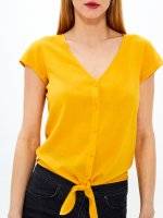 Knot front blouse top
