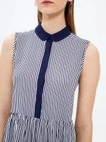 Striped shirt dress with contrast collar