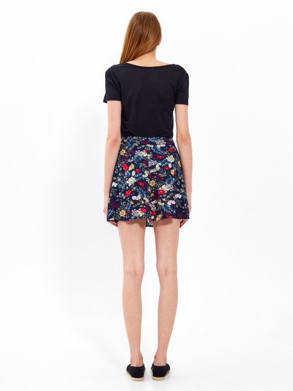 Floral print button-up skirt