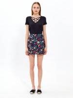 Floral print button-up skirt