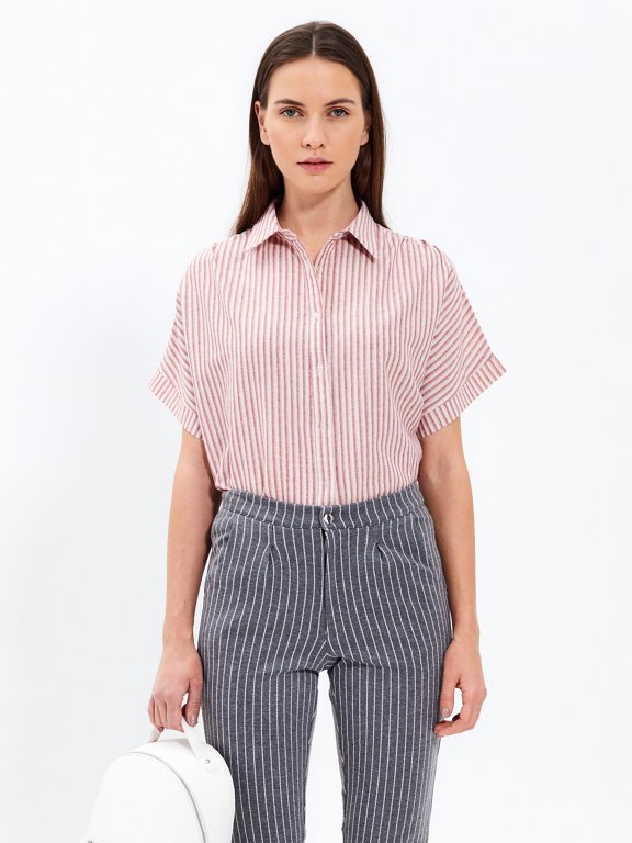Striped cotton oversized shirt