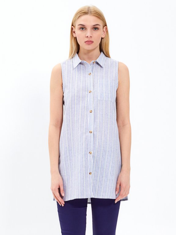 Longline sleeveless striped shirt