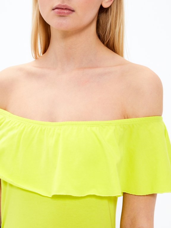 Off-the-shoulder bodysuit with ruffle