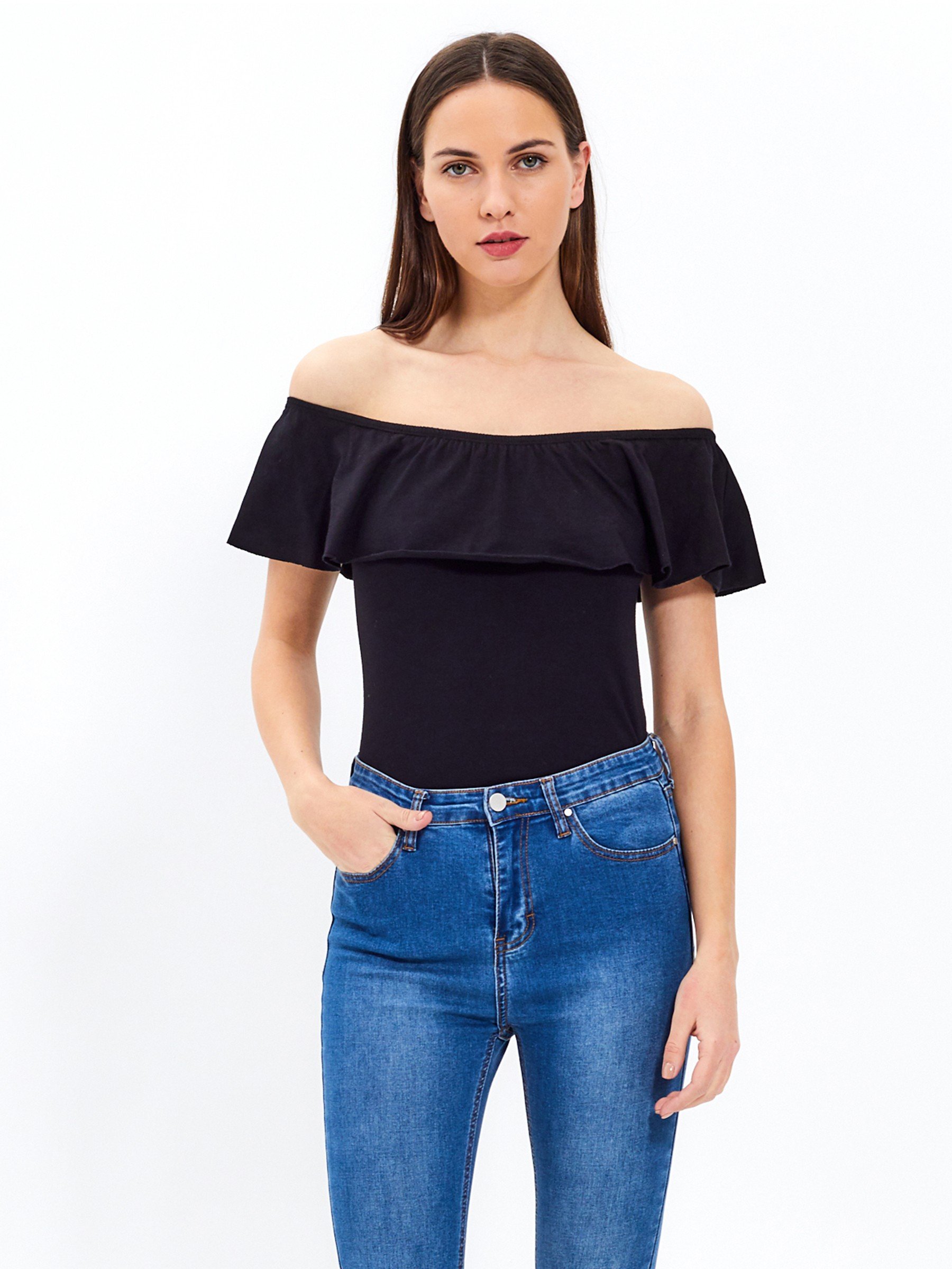 0,98 €, | Off-the-shoulder bodysuit with ruffle