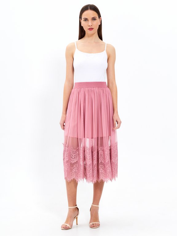 A-line midi lace skirt