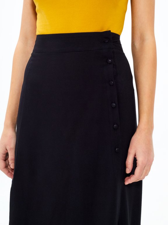 High-waisted button-down midi skirt