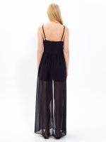 Lace-up jumpsuit with train