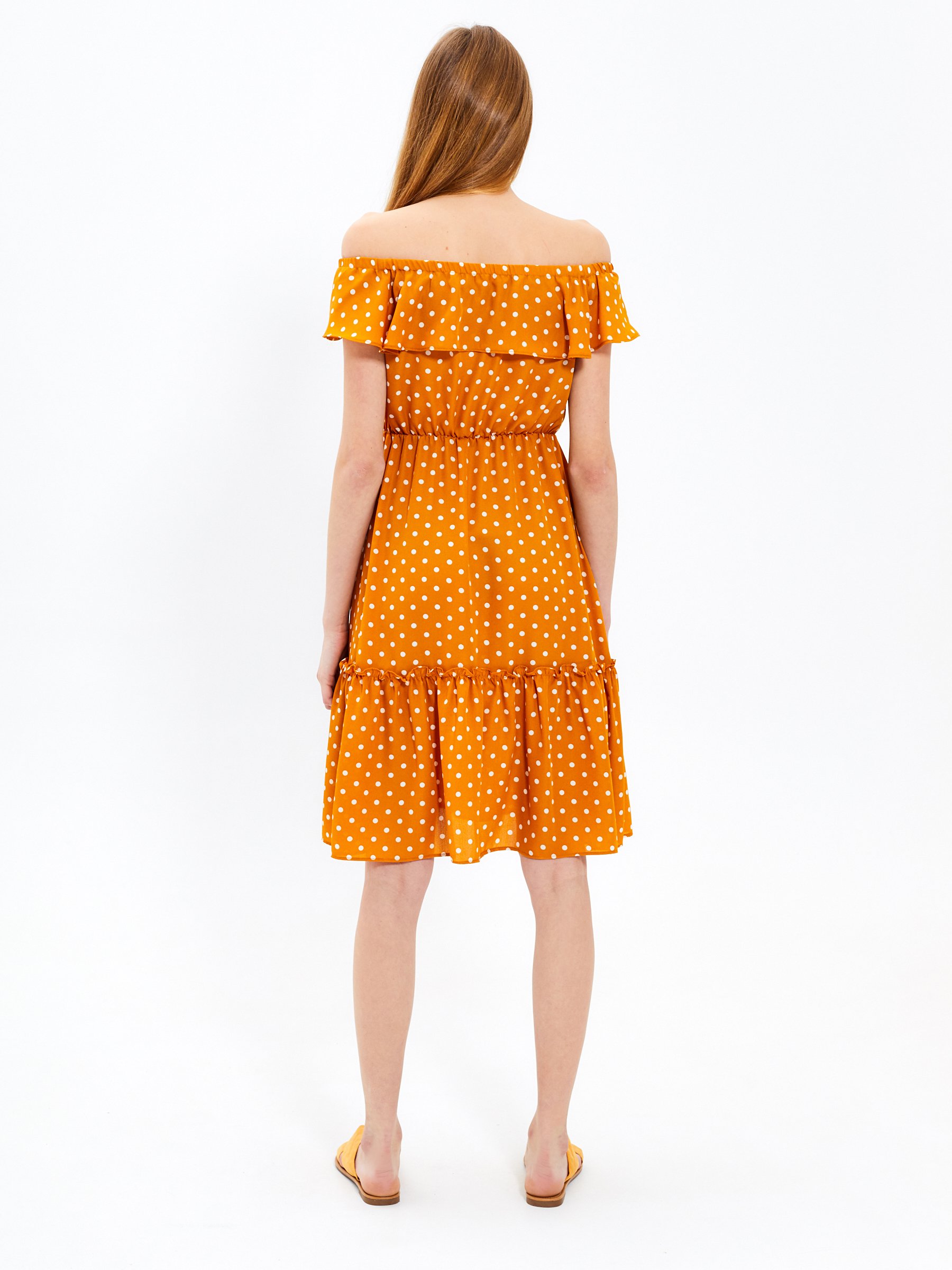 knee length dresses for ladies Chocolate Polka Dot Midi Dress main image 1